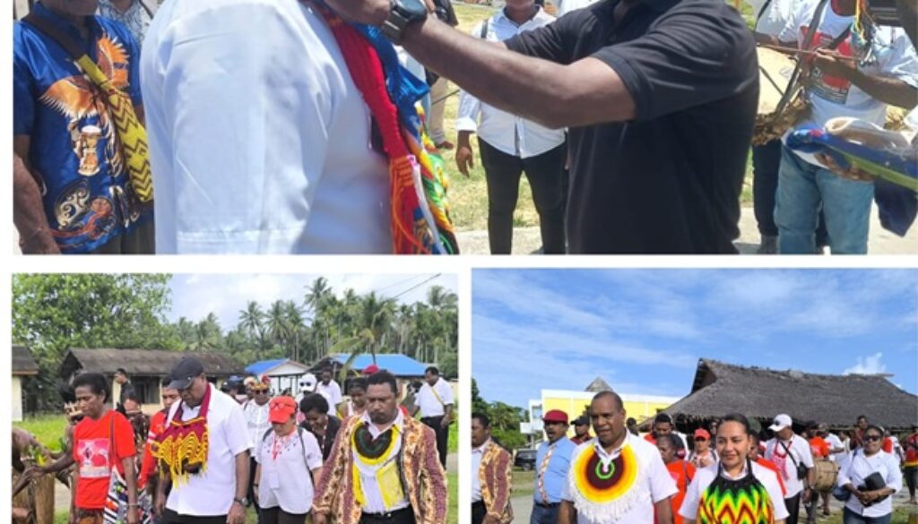 Cawagub nomor urut 1 Yermias Bisai saat tiba di tiga kampung yakni Skouw Sae, Skouw Mabo dan Skouw Yambe untuk menggelar tatap muka bersama masyarakat Cawagub nomor urut 1 Yermias Bisai saat tiba di tiga kampung yakni Skouw Sae, Skouw Mabo dan Skouw Yambe untuk menggelar tatap muka bersama masyarakat