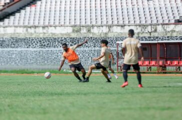Skuad Persipura Jayapura saat menjalani latihan jelang Laga melawan Persipal Palu